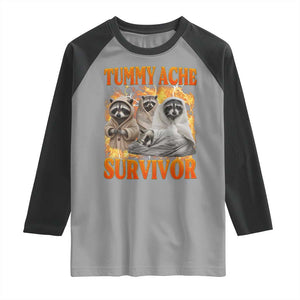 Tummy Ache Survivor Raccoon Meme Raglan Shirt TS10 Sport Gray Black Print Your Wear