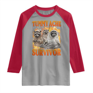 Tummy Ache Survivor Raccoon Meme Raglan Shirt TS10 Sport Gray Red Print Your Wear