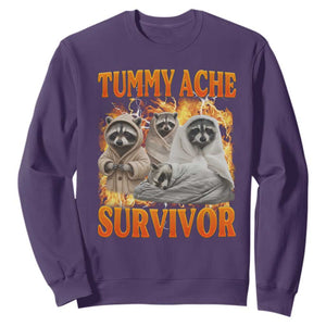 Tummy Ache Survivor Raccoon Meme Sweatshirt TS10 Purple Print Your Wear
