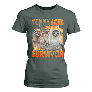 Tummy Ache Survivor Raccoon Meme T Shirt For Women TS10 Dark Forest Green Print Your Wear