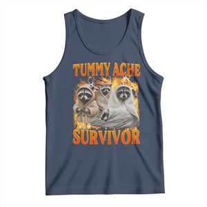 Tummy Ache Survivor Raccoon Meme Tank Top TS10 Navy Print Your Wear