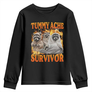 Tummy Ache Survivor Raccoon Meme Youth Sweatshirt TS10 Black Print Your Wear