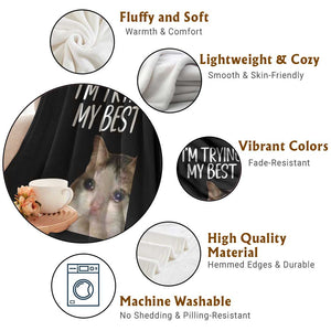 Im Trying My Best Funny Crying Cat Meme Throw Blanket TS10 Print Your Wear