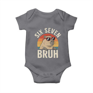 Six Seven Bruh 67 Meme Funny Capybara Baby Onesie TS10 Charcoal Print Your Wear
