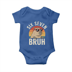 Six Seven Bruh 67 Meme Funny Capybara Baby Onesie TS10 Royal Blue Print Your Wear