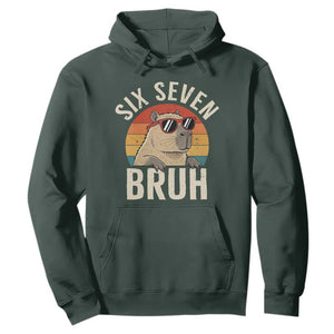 Six Seven Bruh 67 Meme Funny Capybara Hoodie TS10 Dark Forest Green Print Your Wear