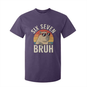 Six Seven Bruh 67 Meme Funny Capybara T Shirt For Kid TS10 Purple Print Your Wear