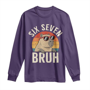Six Seven Bruh 67 Meme Funny Capybara Long Sleeve Shirt TS10 Purple Print Your Wear