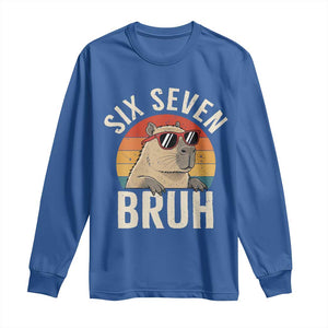 Six Seven Bruh 67 Meme Funny Capybara Long Sleeve Shirt TS10 Royal Blue Print Your Wear