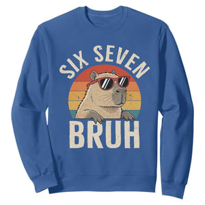 Six Seven Bruh 67 Meme Funny Capybara Sweatshirt TS10 Royal Blue Print Your Wear