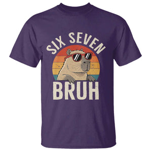 Six Seven Bruh 67 Meme Funny Capybara T Shirt TS10 Purple Print Your Wear
