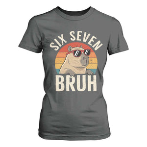 Six Seven Bruh 67 Meme Funny Capybara T Shirt For Women TS10 Dark Heather Print Your Wear