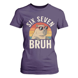 Six Seven Bruh 67 Meme Funny Capybara T Shirt For Women TS10 Purple Print Your Wear