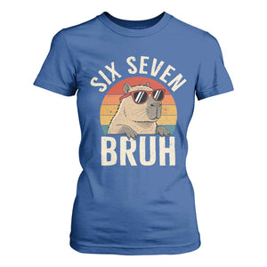 Six Seven Bruh 67 Meme Funny Capybara T Shirt For Women TS10 Royal Blue Print Your Wear