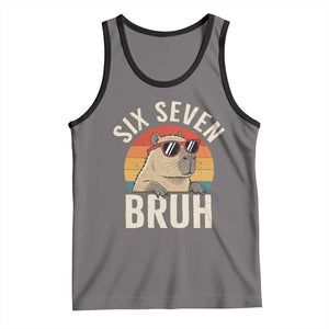 Six Seven Bruh 67 Meme Funny Capybara Tank Top TS10 Deep Heather Black Print Your Wear