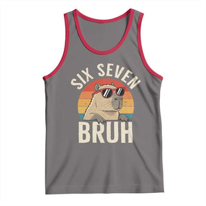 Six Seven Bruh 67 Meme Funny Capybara Tank Top TS10 Deep Heather Red Print Your Wear