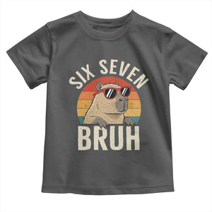 Six Seven Bruh 67 Meme Funny Capybara Toddler T Shirt TS10 Dark Heather Print Your Wear