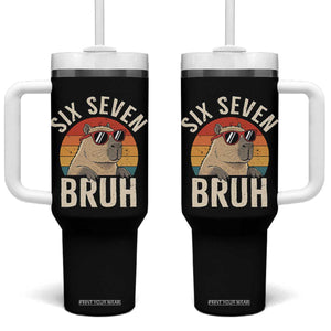Six Seven Bruh 67 Meme Funny Capybara Tumbler With Handle TS10 One Size: 40 oz Black Print Your Wear
