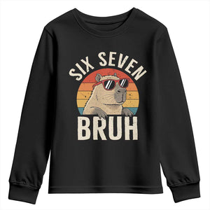 Six Seven Bruh 67 Meme Funny Capybara Youth Sweatshirt TS10 Black Print Your Wear