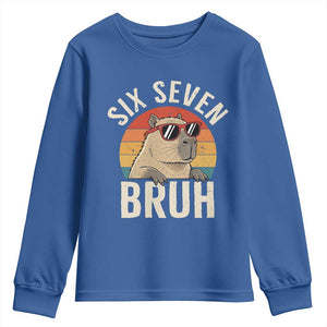 Six Seven Bruh 67 Meme Funny Capybara Youth Sweatshirt TS10 Royal Blue Print Your Wear
