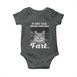 If They Talk Behind Your Back Fart Baby Onesie Cat Meme Funny Oddly Specific TS10 Dark Heather Print Your Wear
