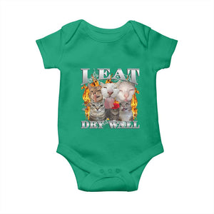 Funny Cat Meme Bootleg Graphic Baby Onesie I Eat Drywall Funny Weird Cursed Internet Memes TS10 Irish Green Print Your Wear