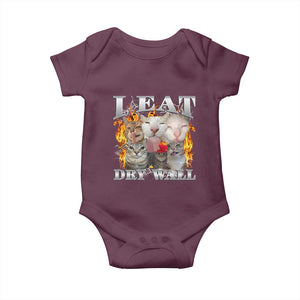 Funny Cat Meme Bootleg Graphic Baby Onesie I Eat Drywall Funny Weird Cursed Internet Memes TS10 Maroon Print Your Wear
