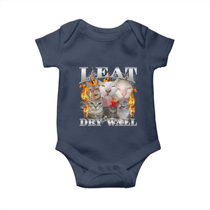 Funny Cat Meme Bootleg Graphic Baby Onesie I Eat Drywall Funny Weird Cursed Internet Memes TS10 Navy Print Your Wear