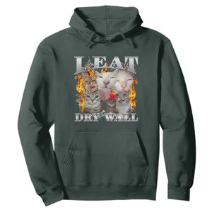 Funny Cat Meme Bootleg Graphic Hoodie I Eat Drywall Funny Weird Cursed Internet Memes TS10 Dark Forest Green Print Your Wear