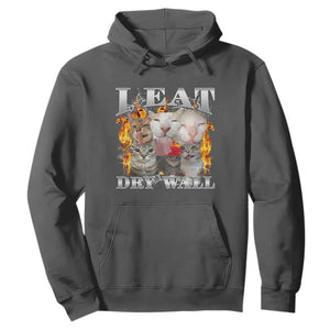 Funny Cat Meme Bootleg Graphic Hoodie I Eat Drywall Funny Weird Cursed Internet Memes TS10 Dark Heather Print Your Wear