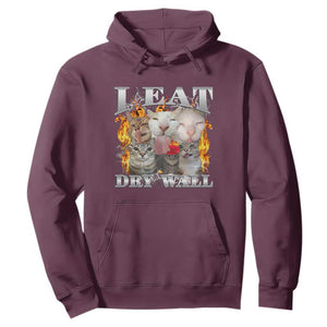Funny Cat Meme Bootleg Graphic Hoodie I Eat Drywall Funny Weird Cursed Internet Memes TS10 Maroon Print Your Wear
