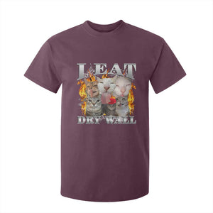 Funny Cat Meme Bootleg Graphic T Shirt For Kid I Eat Drywall Funny Weird Cursed Internet Memes TS10 Maroon Print Your Wear
