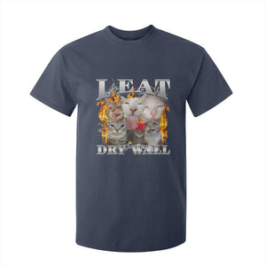 Funny Cat Meme Bootleg Graphic T Shirt For Kid I Eat Drywall Funny Weird Cursed Internet Memes TS10 Navy Print Your Wear