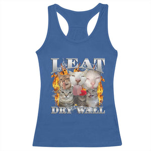 Funny Cat Meme Bootleg Graphic Racerback Tank Top I Eat Drywall Funny Weird Cursed Internet Memes TS10 Royal Blue Print Your Wear