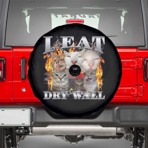 Funny Cat Meme Bootleg Graphic Spare Tire Cover I Eat Drywall Funny Weird Cursed Internet Memes TS10 Black Print Your Wear