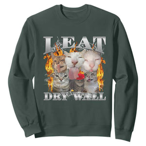 Funny Cat Meme Bootleg Graphic Sweatshirt I Eat Drywall Funny Weird Cursed Internet Memes TS10 Dark Forest Green Print Your Wear