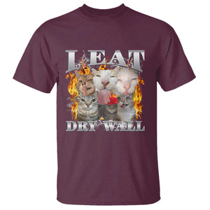 Funny Cat Meme Bootleg Graphic T Shirt I Eat Drywall Funny Weird Cursed Internet Memes TS10 Maroon Print Your Wear