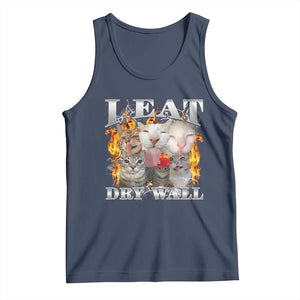 Funny Cat Meme Bootleg Graphic Tank Top I Eat Drywall Funny Weird Cursed Internet Memes TS10 Navy Print Your Wear