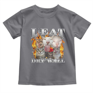 Funny Cat Meme Bootleg Graphic Toddler T Shirt I Eat Drywall Funny Weird Cursed Internet Memes TS10 Charcoal Print Your Wear