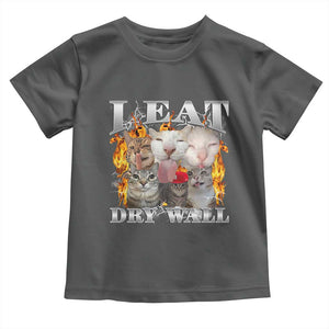 Funny Cat Meme Bootleg Graphic Toddler T Shirt I Eat Drywall Funny Weird Cursed Internet Memes TS10 Dark Heather Print Your Wear