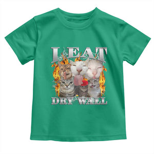 Funny Cat Meme Bootleg Graphic Toddler T Shirt I Eat Drywall Funny Weird Cursed Internet Memes TS10 Irish Green Print Your Wear