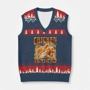 Funny Chicken Tenders V-Neck Knit Sweater Vest Funny Foodie Vintage 90s Bootleg Rap TS10 Navy Red Print Your Wear