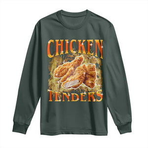 Funny Chicken Tenders Long Sleeve Shirt Funny Foodie Vintage 90s Bootleg Rap TS10 Dark Forest Green Print Your Wear