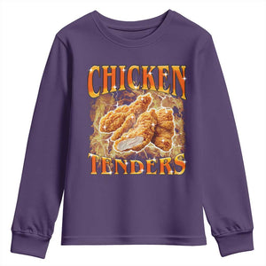 Funny Chicken Tenders Youth Sweatshirt Funny Foodie Vintage 90s Bootleg Rap TS10 Purple Print Your Wear