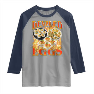 Deviled Eggs Raglan Shirt Vintage 90s Thanksgiving Funny Foodie Bootleg Graphic TS10 Sport Gray Navy Print Your Wear
