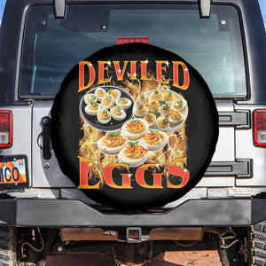 Deviled Eggs Spare Tire Cover Vintage 90s Thanksgiving Funny Foodie Bootleg Graphic TS10 No hole Black Print Your Wear