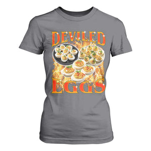 Deviled Eggs T Shirt For Women Vintage 90s Thanksgiving Funny Foodie Bootleg Graphic TS10 Charcoal Print Your Wear