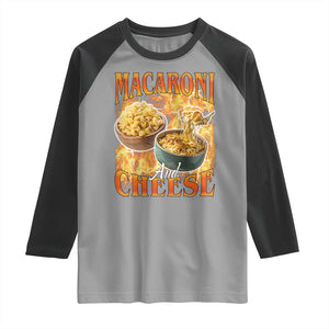 Macaroni And Cheese Meme Raglan Shirt Vintage 90s Style Funny Foodie Bootleg Graphic TS10 Sport Gray Black Print Your Wear