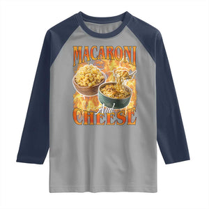Macaroni And Cheese Meme Raglan Shirt Vintage 90s Style Funny Foodie Bootleg Graphic TS10 Sport Gray Navy Print Your Wear