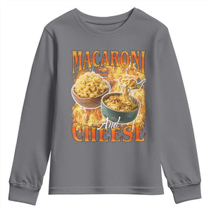 Macaroni And Cheese Meme Youth Sweatshirt Vintage 90s Style Funny Foodie Bootleg Graphic TS10 Charcoal Print Your Wear